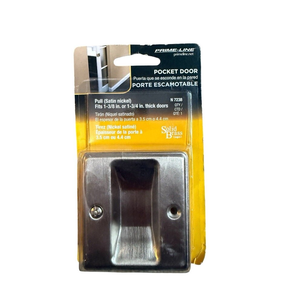 Prime-Line N 7238 Pocket Door Pull Solid Brass Satin Nickel New